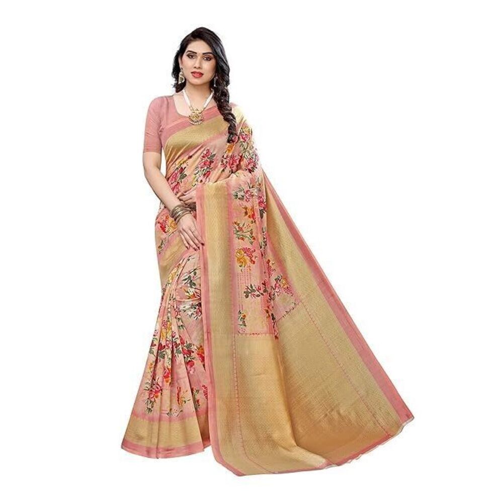 7871 Art Silk Saree With Unstitched Blouse | Indian Printed Saree for All